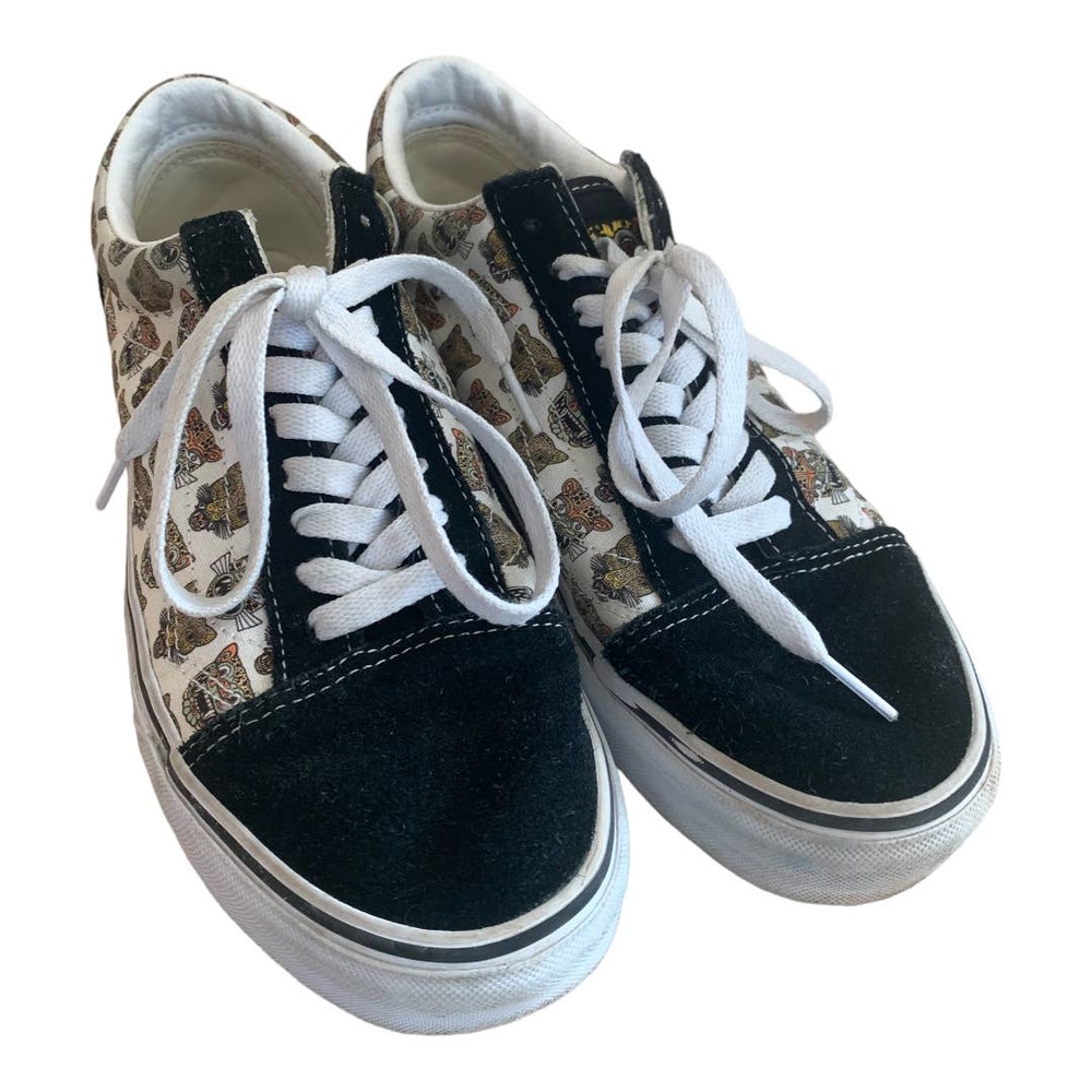 Vans Old Skool Low Top Jaguars Animal Print Black Suede Canvas  Wmns 8.5/ Mens 7